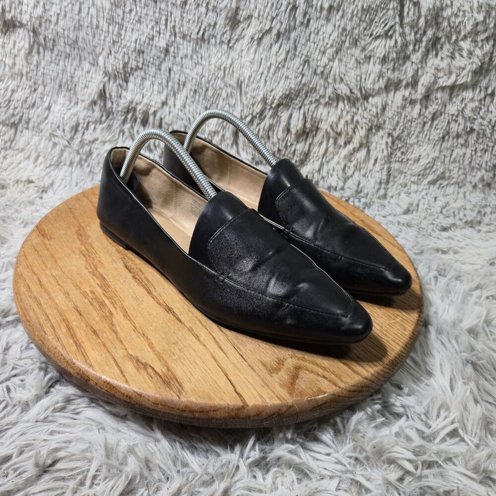 A New Day Black Loafers Womens Size 10 Black Flat Rubber Sole Pointed Toe Flats